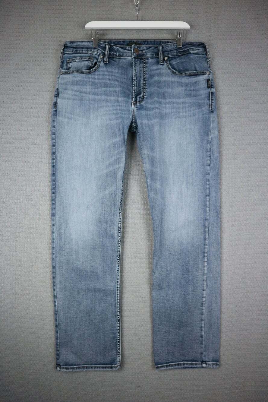 Silver Jeans Co. Men's Faded Light Wash Straight Leg Jeans Grayson 38x32